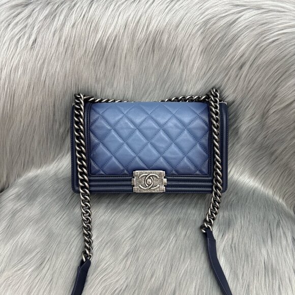 Chanel LeBoy Medium Black Navy Gradient with Silver Hardware - Picture 1 of 7